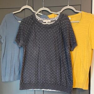 Set of Three Short Sleeve Sweaters - Blue, Gray, Yellow